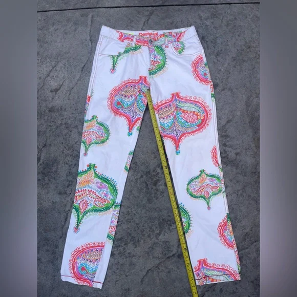 Desigual Multicolor Paisley Skinny Jeans pants size 28 - Picture 7 of 8